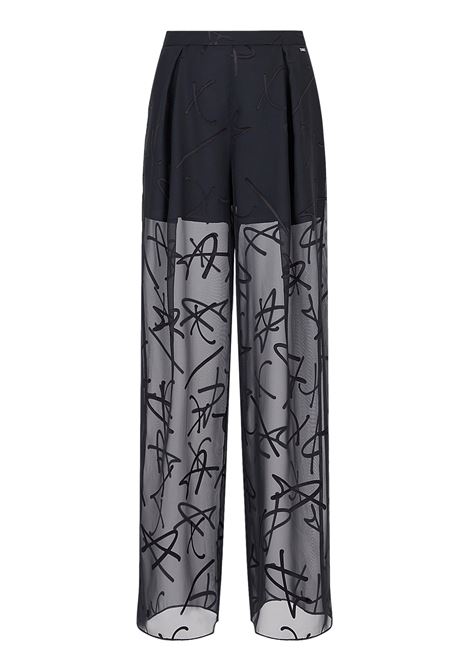 lusa in tessuto trasparente con scritta logo ricamata all over ARMANI EXCHANGE | Pantaloni | 3RYP26 YN2KZ15CO